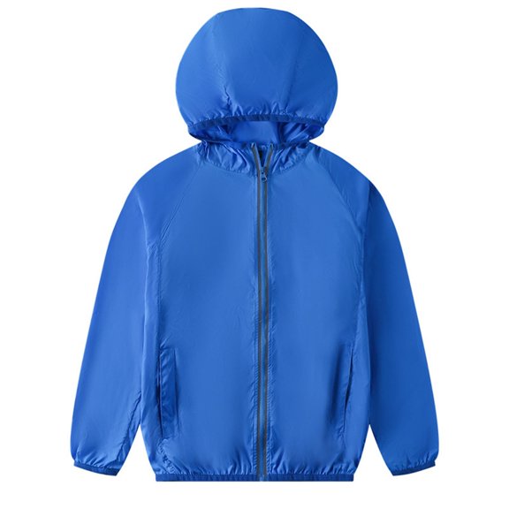 JIAYUE Girls Outerwear Jackets Spring Fall Lightweight Breathable Long Sleeve Solid Color Hooded Zipper Sun Protective For Kids