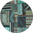 thumbnail image 1 of Ahgly Company Indoor Round Patchwork Light Blue Transitional Area Rugs, 7' Round, 1 of 4