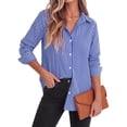 thumbnail image 4 of Fantaslook Striped Button Down Shirts for Women Classic Long Sleeve Collared Office Work Blouses Tops, 4 of 10