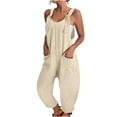 thumbnail image 4 of UDAUDU Womens Rompers Casual Dressy Jumpsuits Loose Fit Sleeveless Baggy Harem Pants Romper Jumpers 2026 Summer Outfits Beige XL, 4 of 6