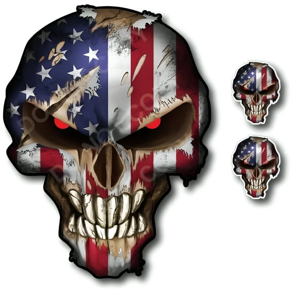 Skull Decal  Premium Skull Stickers for Trucks and Cars  American Flag Stickers with Red Reflective Eyes Skull  Cool and Unique Sniper Stickers and Decals with Military Graphic
