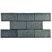 SomerTile WCVAFG Antigue Feelings Griggio Ceramic Wall Tile, 3" x 6", Grey/Blue