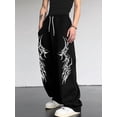 thumbnail image 2 of Men's Red Flame Splatter Print Baggy Gothic Sweatpants Y2k Pants Mens Goth Graphic Pants Streetwear Elastic Waist Wide Leg Casual Joggers for Skate Daily Wear, 2 of 5
