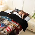 thumbnail image 4 of Manfei Rustic Kitten Twin Comforter Sets, Patriotic US Flag Bedding Set, Brown, Black Reversible, 2-Piece, 1 Comforter and 1 Pillowcase, 4 of 7