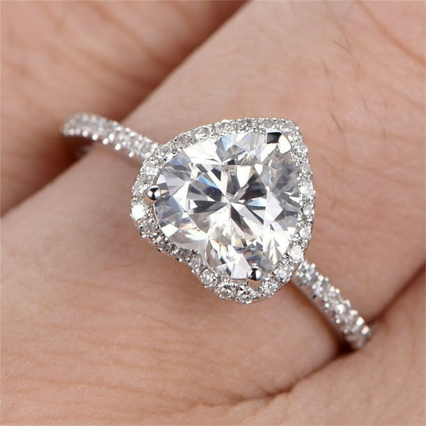 Anillos para Mujeres Anillo Corazón Plata Anillo de Compromiso Promesa de Boda Regalos de Joyería