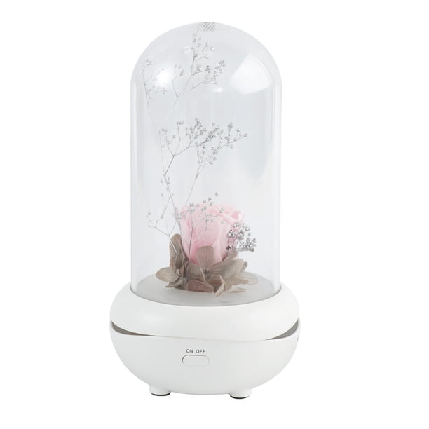 Difusor de aroma con carga USB, diseño de flor eterna, humidificador LED, purificador, luz nocturna, aromaterapia para decoración del hogar (rosa rosa)