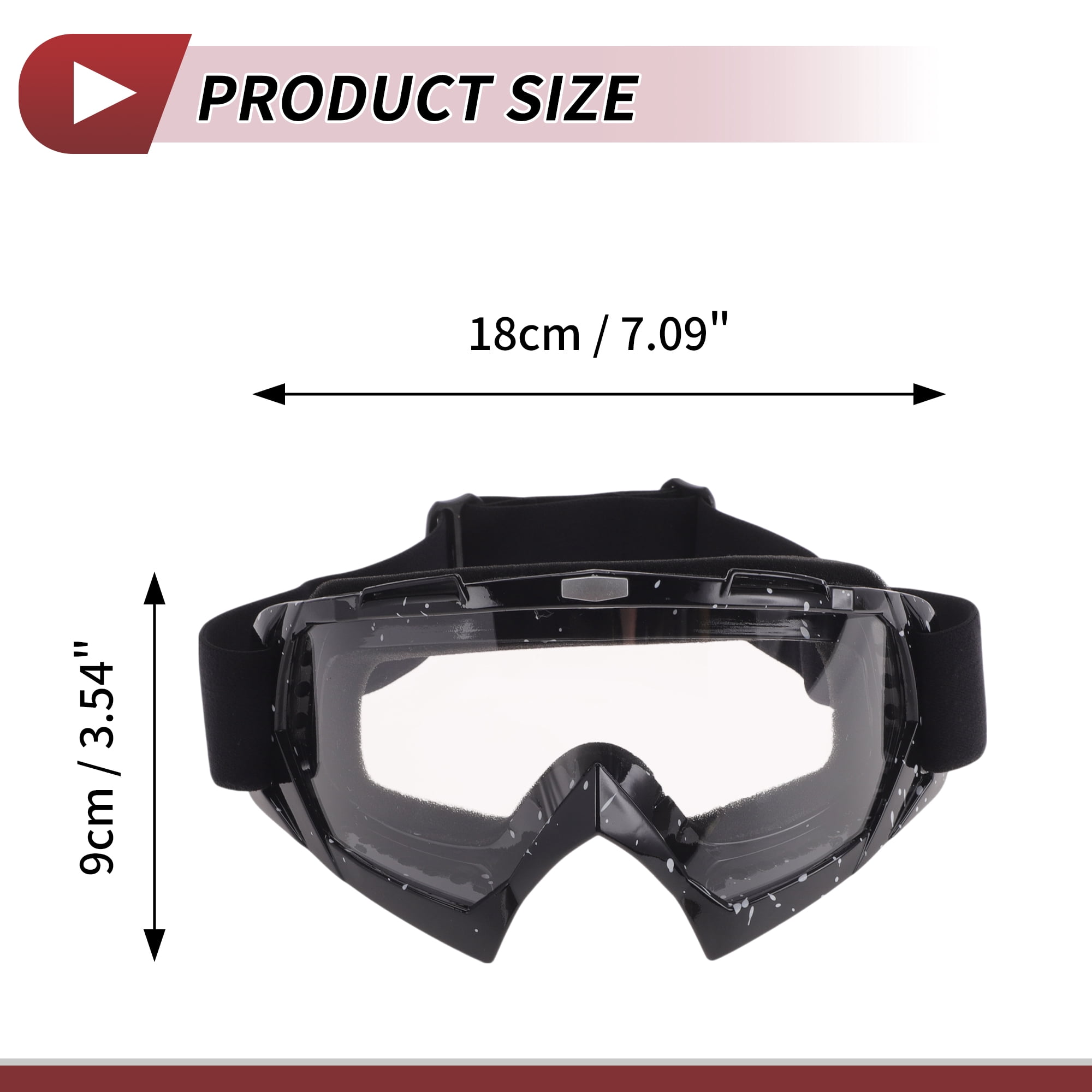 Unique Bargains Motorcycle Riding Goggles PC TPU Cycling Sunglasses Clear Lens Black White Frame
