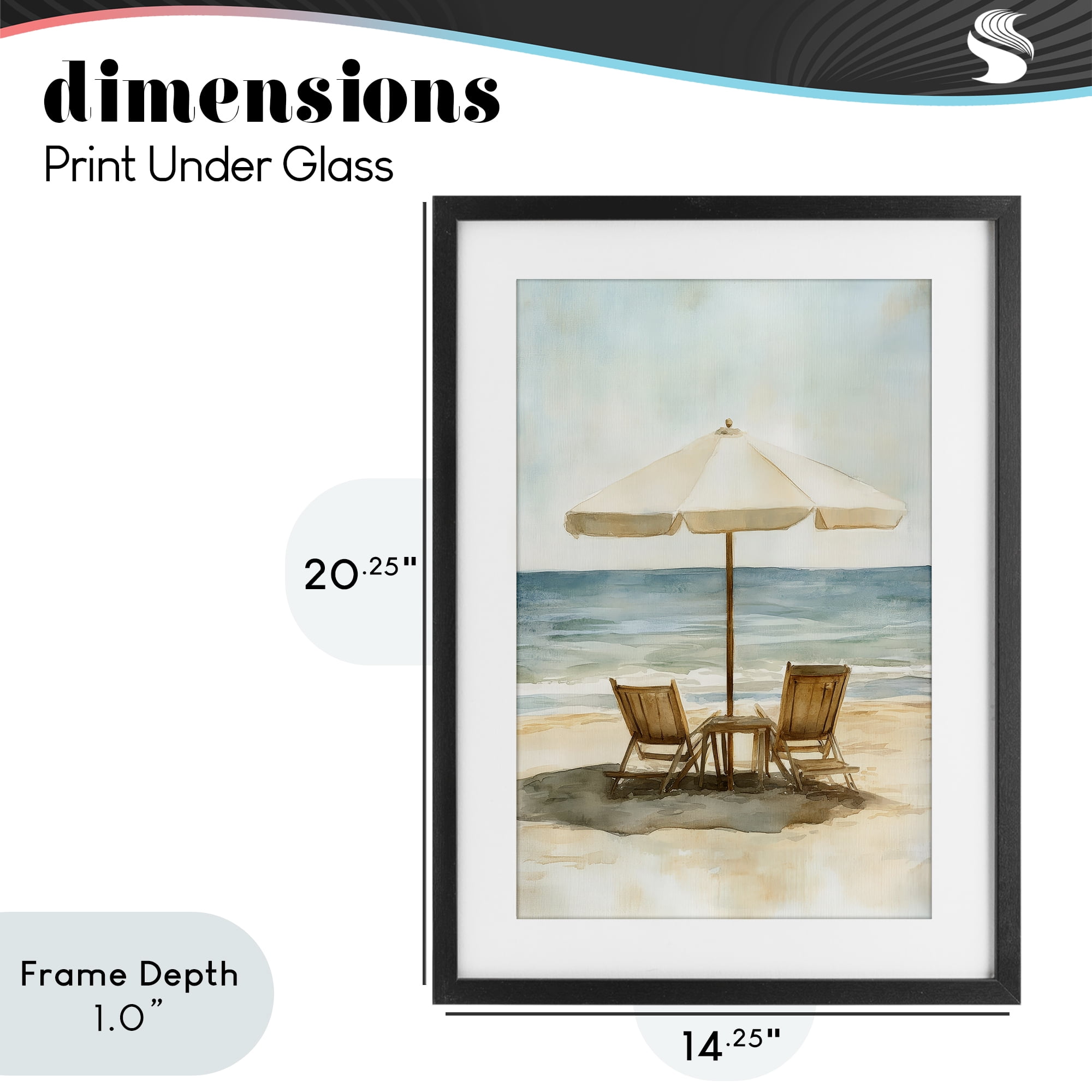 Stupell Industries Watercolor Paradise Seaside Retreat Black Framed Print Under Glass, design by Petal Prints Design