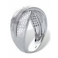 thumbnail image 2 of PalmBeach Jewelry Round Diamond Grooved Crossover Ring 1/3 TCW in Platinum-plated Sterling Silver, 2 of 5