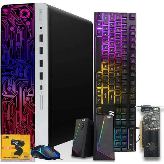 Restored HP G3 Gaming Desktop PC,Intel Core i5 4th Gen,GT 1030 Graphics,16GB RAM,240GB SSD,RGB Keyboard Mouse,Speaker,Webcam,Windows 11 Pro