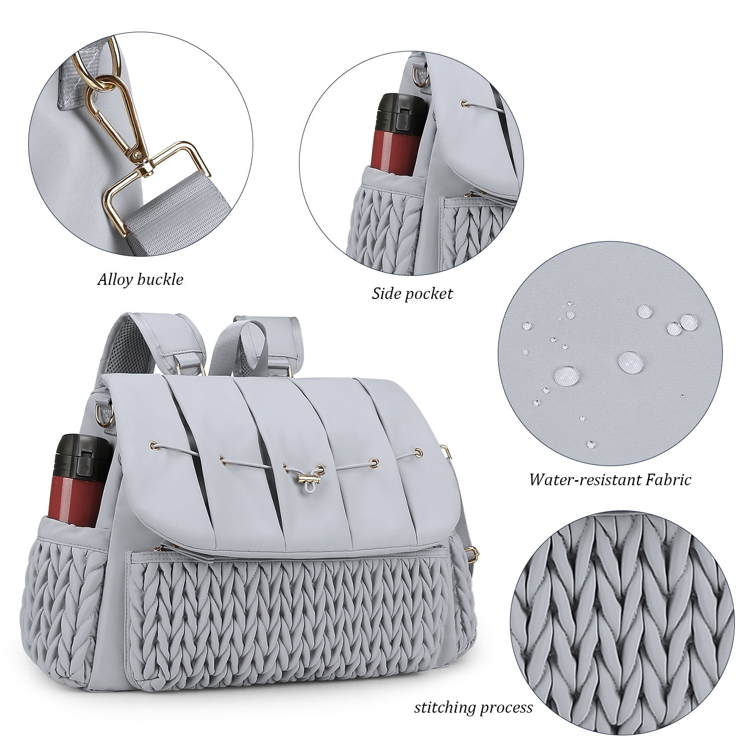 Sunyuer Convertible Diaper Bag Backpack, Waterproof Stylish Nappy Changing Bag, Travel Mummy Bag with Changing Pad & Shoulder Strap