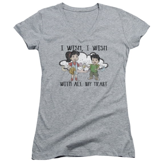 Dragon Tales - I Wish With All My Heart - Juniors Cap Sleeve V-Neck Shirt - Medium
