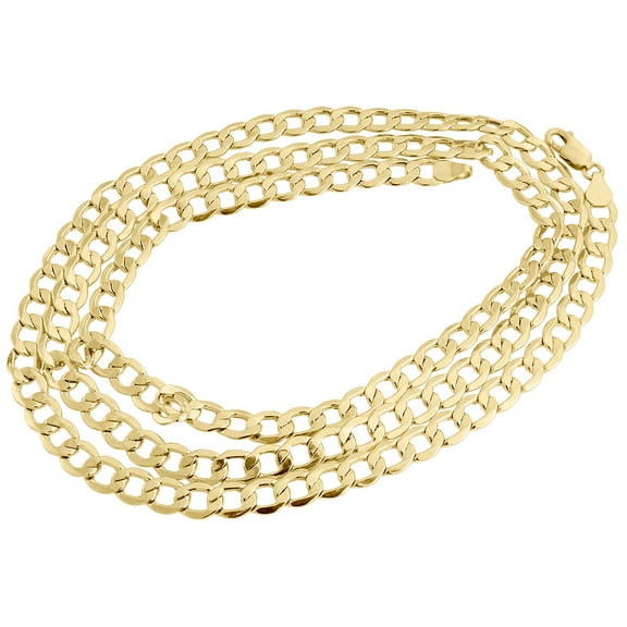 10K Yellow Gold 6.50mm Hollow Plain Cuban Curb Link Chain Necklace 16 Inches
