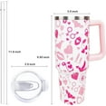thumbnail image 3 of 40oz Valentines Day Tumbler with Handle and Straw, Birthday Christmas Gifts for Wife Girlfriend Bride, Stainless Steel Travel Mug Water Bottle, Heart Vacuum Insulated Cup, 3 of 6