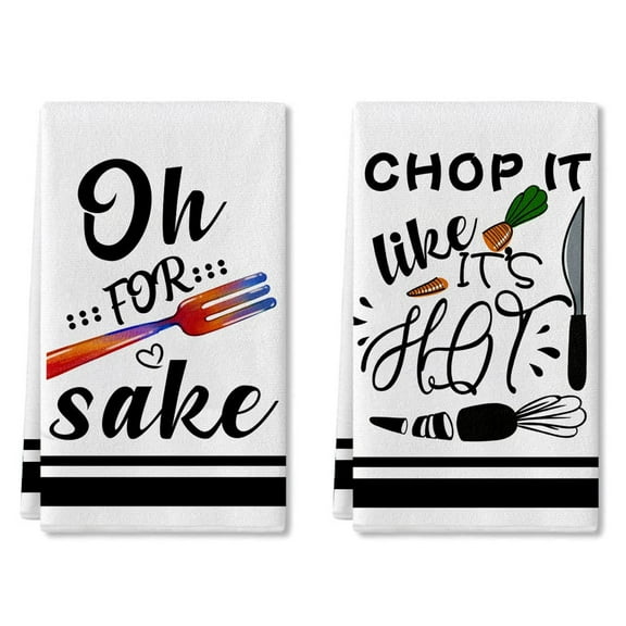 Funny Kitchen Towels and Dishcloths Sets of 2 Kitchen Towels with Sayings Egg Beater Rolling Pin Absorbent Drying Tea Dish Towel for Cooking Baking Home Decorations,16 x 24 Inch