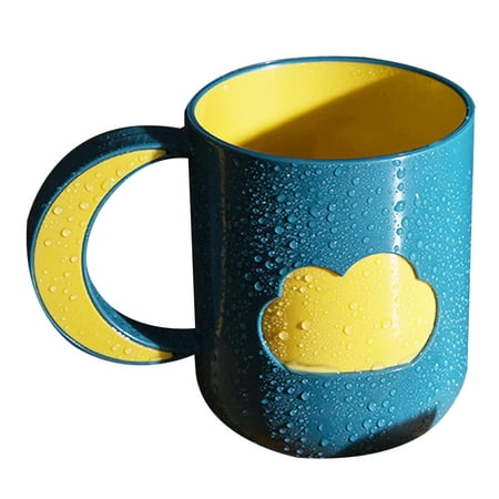 

2pcs Plastic Tooth Mug Water Cups Toothbrush Cups Cloud Pattern Bathroom Cup with Handle (Dark Green)