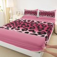 thumbnail image 3 of jejeloiu Cartoon Cheetah Pattern Full Size Sheets,Modern Geometric Striped Bed Sheets,Pink Black Sheet Sets For Girl Teens,Breathable Home Decor,4-Piece, 3 of 7