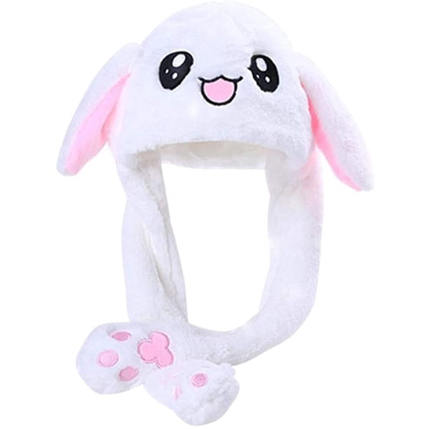 Divertido gorro de peluche con orejas de animal para mujeres y niñas. Juguete de regalo de cumpleaños con orejas móviles (botón pulsador). Gorro de cosplay.