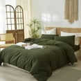 thumbnail image 2 of Washed Cotton Duvet Cover Set Linen Feel Natural Wrinkle Lightweight Comfy (King  Linen), 2 of 6