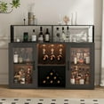 thumbnail image 1 of LED Wine Cabinet, Bar Cabinets with Power Outlets, Coffee Bar Cabinet Liquor Cabinet with Wine Racks for Glasses, Vintage Buffet Cabinet for Dining Kitchen, 1 of 7