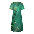 thumbnail image 5 of Women's Dresses Dress for Women Summer Summer Plus Size Dresses Women's Fashion Summer Print Short-sleeved V-neck Casual Dress Green XXL, 5 of 8