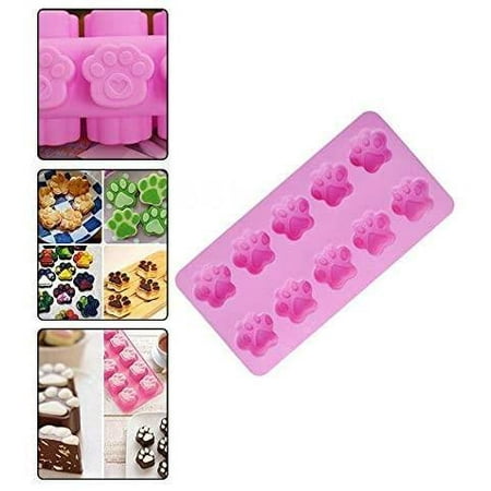 

bangyoudaoo Cat Paw Print Silicone Mold Ice Tray Mold Kitchen Ice Cream Baking Pan Cake Bread Cookie Chocolate Mold Homemade Crafts 10 Grid Mold Pink Style 6 21.5*11*2cm