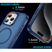 Nakedcellphone Tough Series for Apple iPhone 16 Pro Max Phone Case, Dual Layer, Anti-Fingerprint, Compatible with MagSafe - Blue