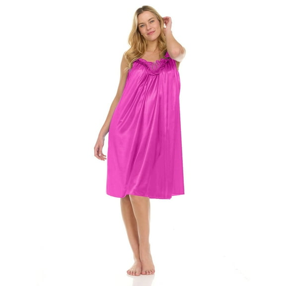 Womens Pajamas NightGowns for Women Sleeveless Satin Silk Nightshirt for Women Wide Strap Plus Size