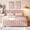 Pink, variant on Queen Size Velvet Upholstered Platform Bed,Vertical Channel Tufted Bed Frame with Headboard, Trundle & Wooden Slat Support, No Box Spring Needed, Beige