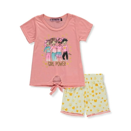 

Love From The Heart Girls 2-Piece Girl Power Shorts Set Outfit - coral/multi 4t (Toddler)