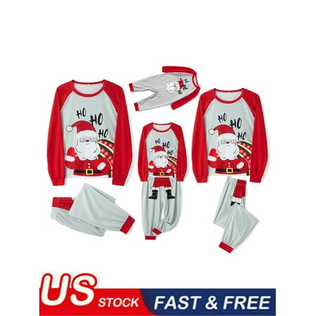 

Christmas Family Matching Pajamas Set Santa Claus Print Long Sleeve T-shirt with Pants