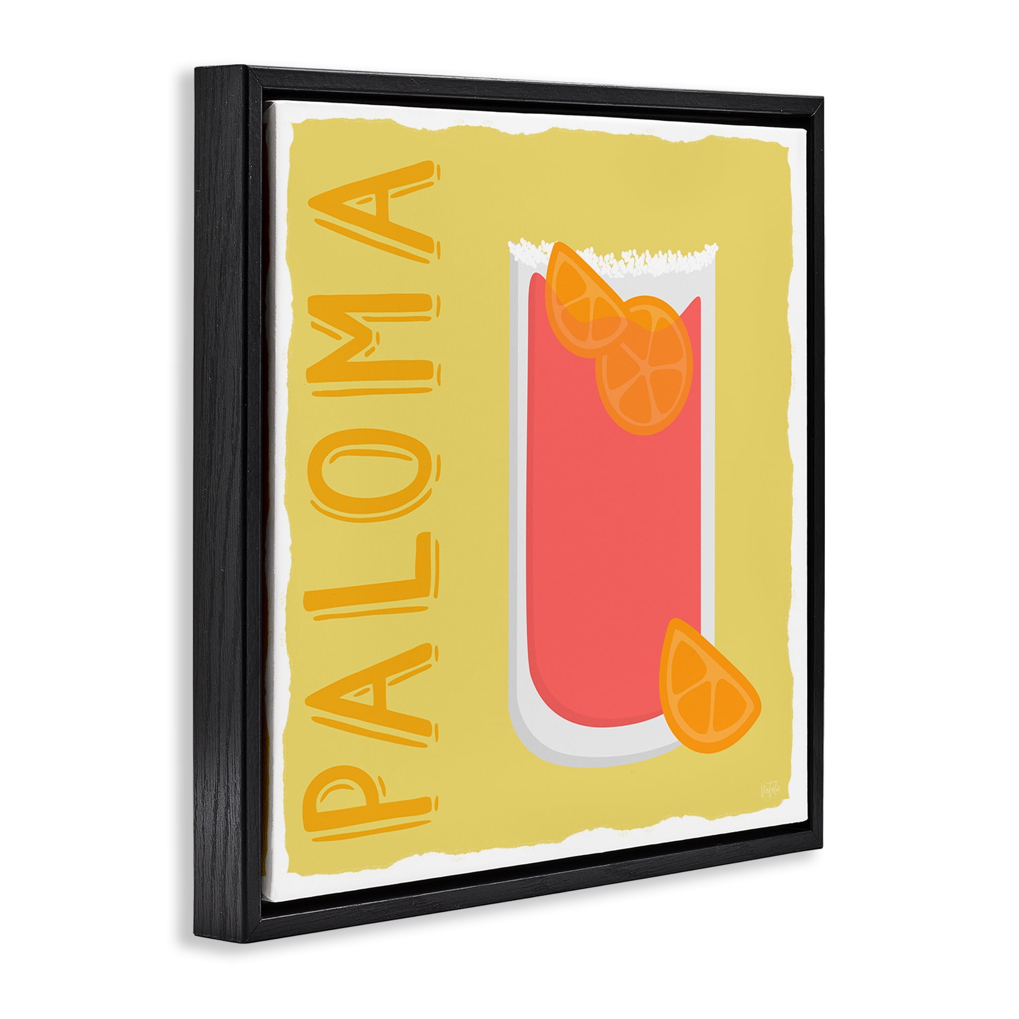 Stupell Industries Paloma Cocktail Drink Food & Beverage Painting Black Floater Framed Canvas Art Print Wall Art, 18 x 18