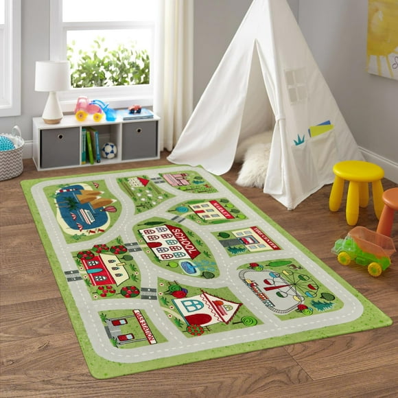 Alfombra LIVEBOX Verde para Niños para Sala de Juegos Lavable 120x180cm