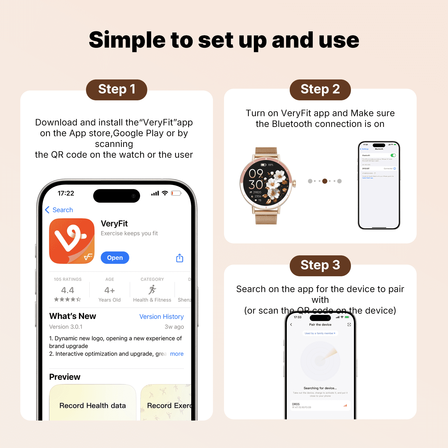 Smart Watch for Women Android/iPhone Devices, IP68 Waterproof Fitness Tracker with Bluetooth Answer/Make Calls, Activity Pedometer/100+ Sports Modes, Perfect Gift