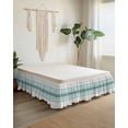 thumbnail image 2 of Teal Aqua Stripes Wrap Around Bed Skirts for California King Bed 16" Drop,Bed Skirt with Adjustable Elastic Belt Dust Ruffle Bed Valance for Bedroom Modern Ombre Abstract Aesthetics Bed Frame Cover, 2 of 7