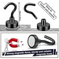 thumbnail image 2 of 20 Pack Black Magnetic Hooks 25lbs Neodymium Magnet Hook, Magnet With Hooks Strong Magnetic Hooks For Hanging, Refrigerator, Grill, Kit, Key Holde, 2 of 5