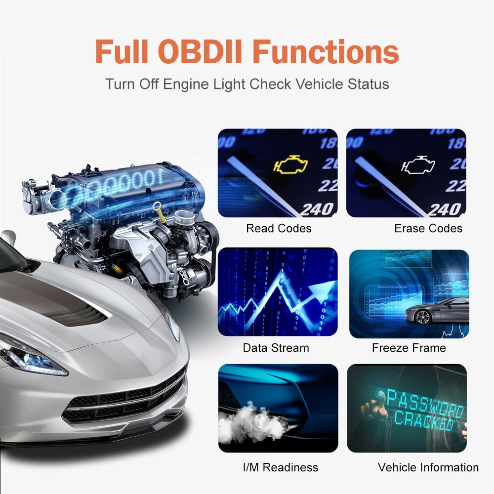 Ancel AS200 OBD2 Scanner Car Code Reader Engine Analyzer EOBD OBD2 Automotive Diagnostic Tool OBD 2 Auto Scan Tools OBDII Code Scanner Read Clear Error Codes Turn off the MIL Fits for 12V 16Pin Cars