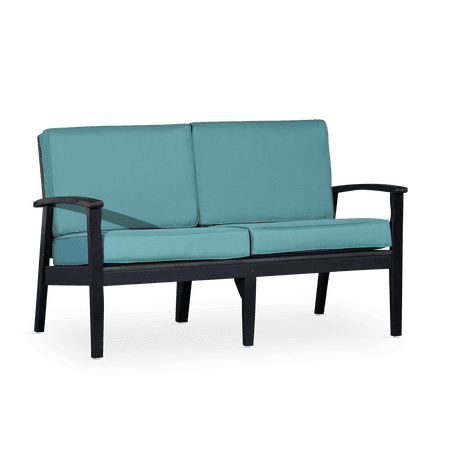 CoSoTower Eucalyptus Loveseat With Cushions, Espresso Finish, Sage Cushions