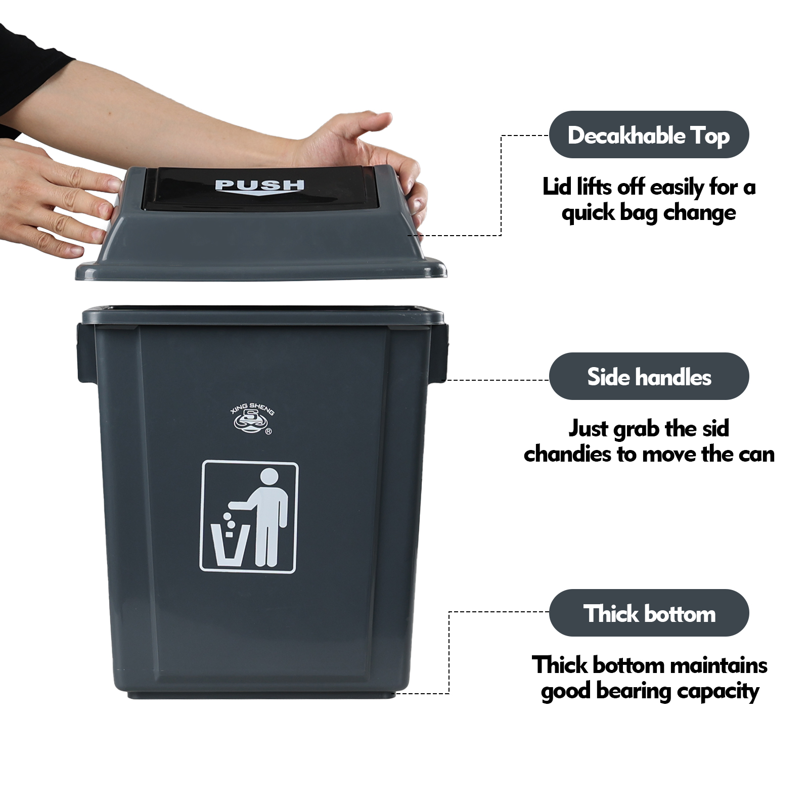 Parlynies 4-Pack 8 Gallon Kitchen Trash Can with Swing Lid, Plastic Kitchen Garbage Can, Gray