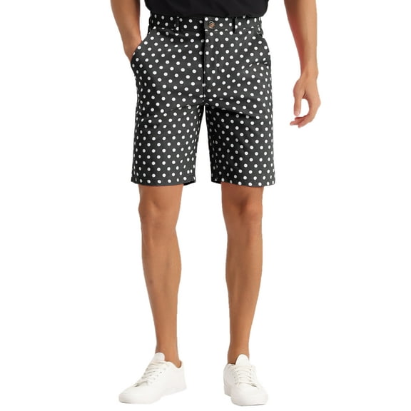 INSPIRE CHIC Polka Dots Shorts for Men's Father's Day Gift Summer Above Knee Printed Golf Shorts 30 Black