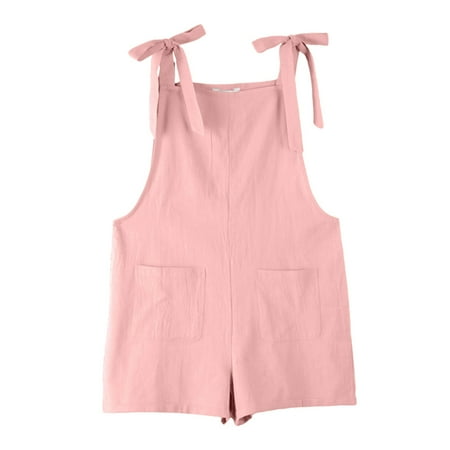 

Hwmodou Girls Jumpsuits Romper Sleeveless Adjustable Tie Up Strap Short Jumpsuits Clothes With Pocket Fall Winter Party Jumpsuit 4-5Y