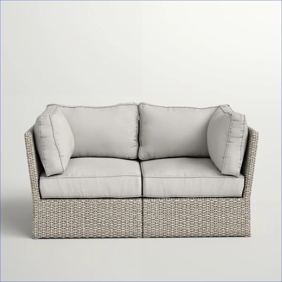 Outdoor Wicker Loveseat | Fully Assembled 2-Seater with Cushions for Patio Porch Sunroom |Grey Mix|Wicker