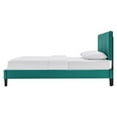 thumbnail image 3 of Platform Bed Frame, Full Size, Teal Blue, Velvet, Modern Contemporary, Bedroom Master Guest Suite Room, 3 of 9