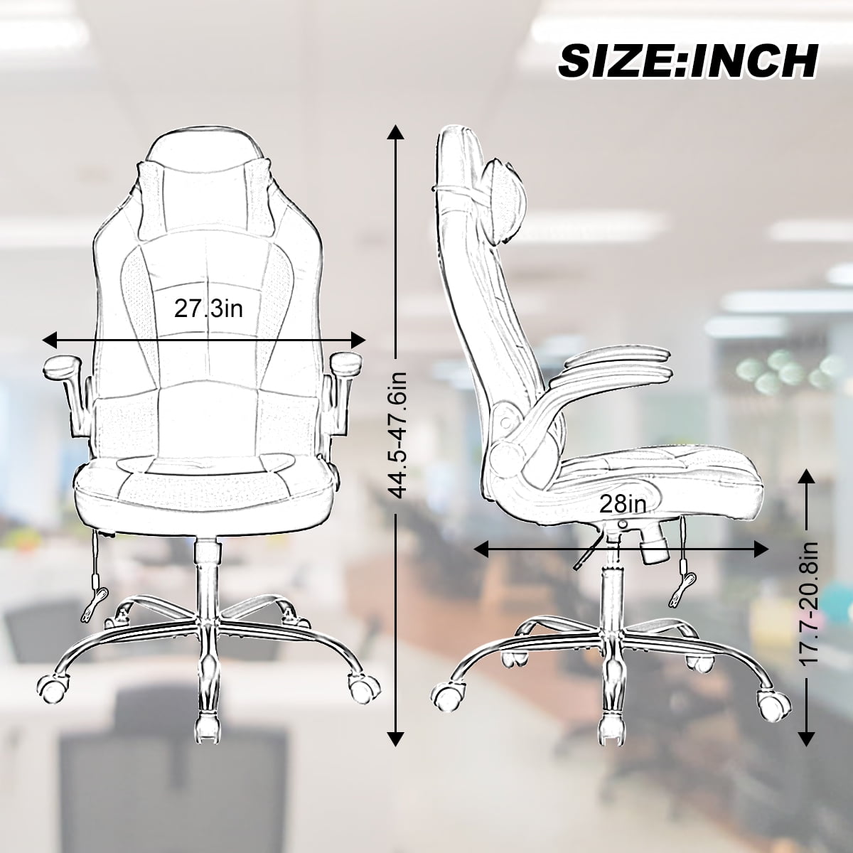 Dkelincs Video Game Chair Massage Gaming Chair PU Leather Racing Computer Chair Ergonomic Office Desk Chair with a Vibrator Lumbar Support, Headrest, Flip Up Armrest, Red