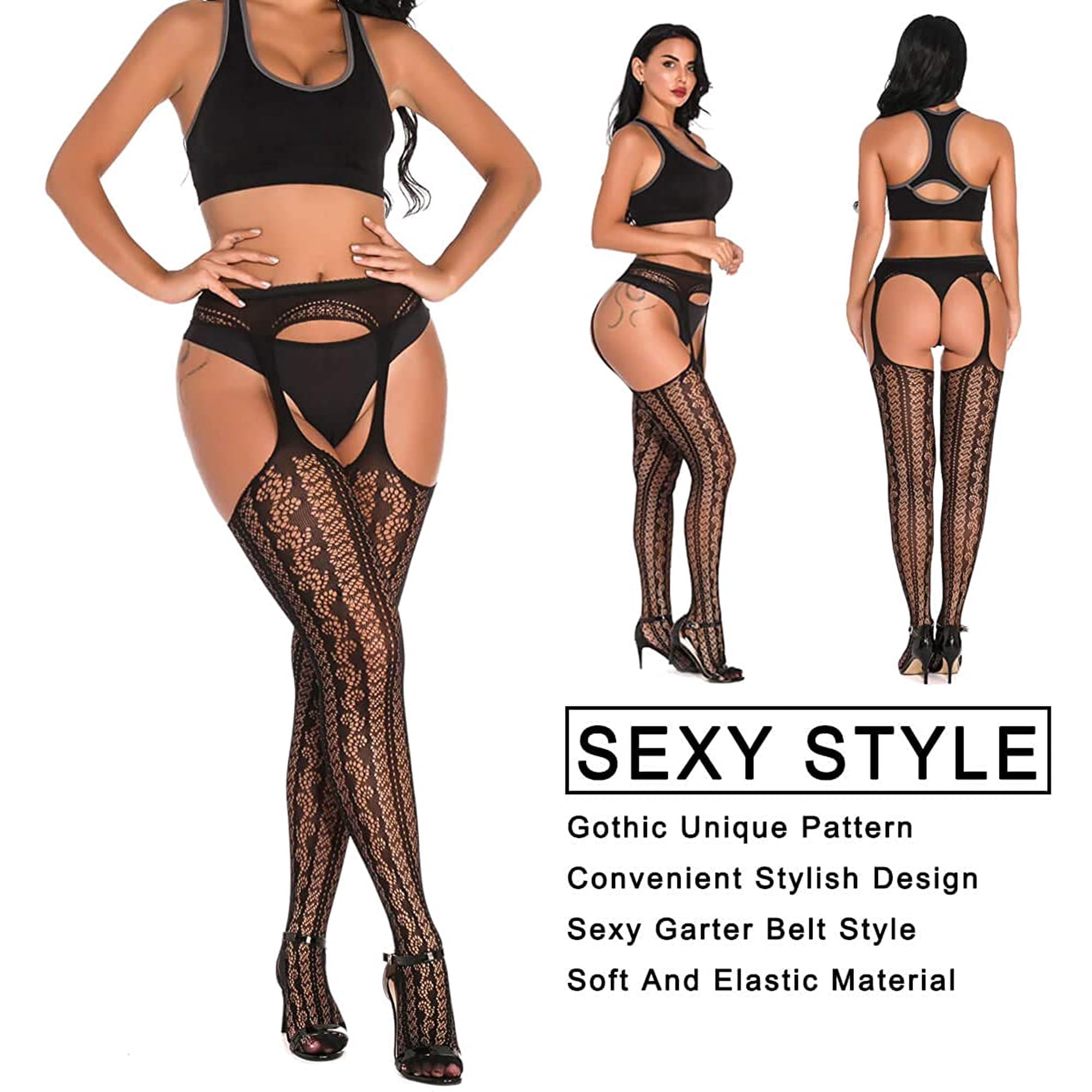 Ensemble Dentelle Cuissardes Bas Et Porte-jarretelles - Pour Femme, Neuf Avec étiquettes