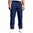thumbnail image 5 of Domzle Men's Relaxed Fit Cargo Pants Straight Leg Casual Work Sweatpants with Pockets for Hiking Fishing Construction Navy XL, 5 of 5