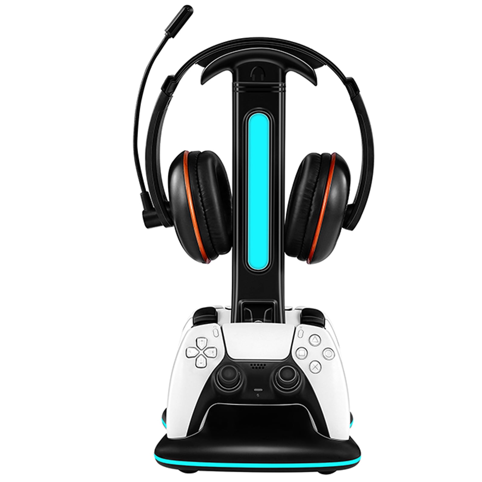 PS5 Controller Charger Station, Dualsense Twin Charging Dock with Headset Stand & RGB LED Display, Gaming Display Stand for PS5 Controllers, PlayStation 5 Accessories