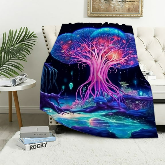 BCIIG Bioluminescence Jellyfish Warm Lightweight Blanket Soft Fleece Blankets for All Seasons - Long-lasting Blanket 40x50in