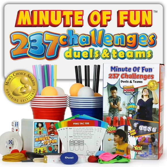 Funwares Minute Of Fun Party Game - Amazing 237 Minute To Win It Games Fun Games For Family Game Night Activities For Teens For Gifts Home School Events Travel 2-12 Players Easy Set Up!