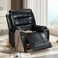 thumbnail image 3 of Breathable Leather Recliner Chair American Design Recliner Chair for Living Room Home Theater Seating(Pu Leather,Black+Black), 3 of 7